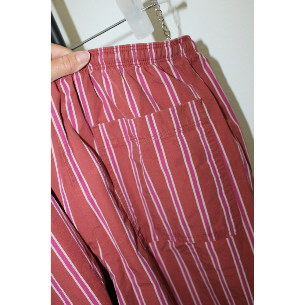 Old Navy Women's Small Wide Leg Striped Cotton Pants Terracotta Red Pink White - Picture 4 of 9